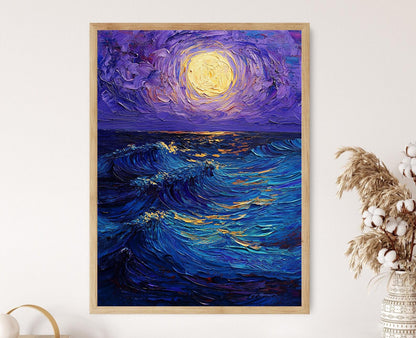 Affiche Vagues Lunaires – Poster Impressionniste Inspiré de Van Gogh