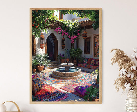 Affiche Kurdique – Poster Décoratif de Fontaine en Pierre avec Motif Tribal