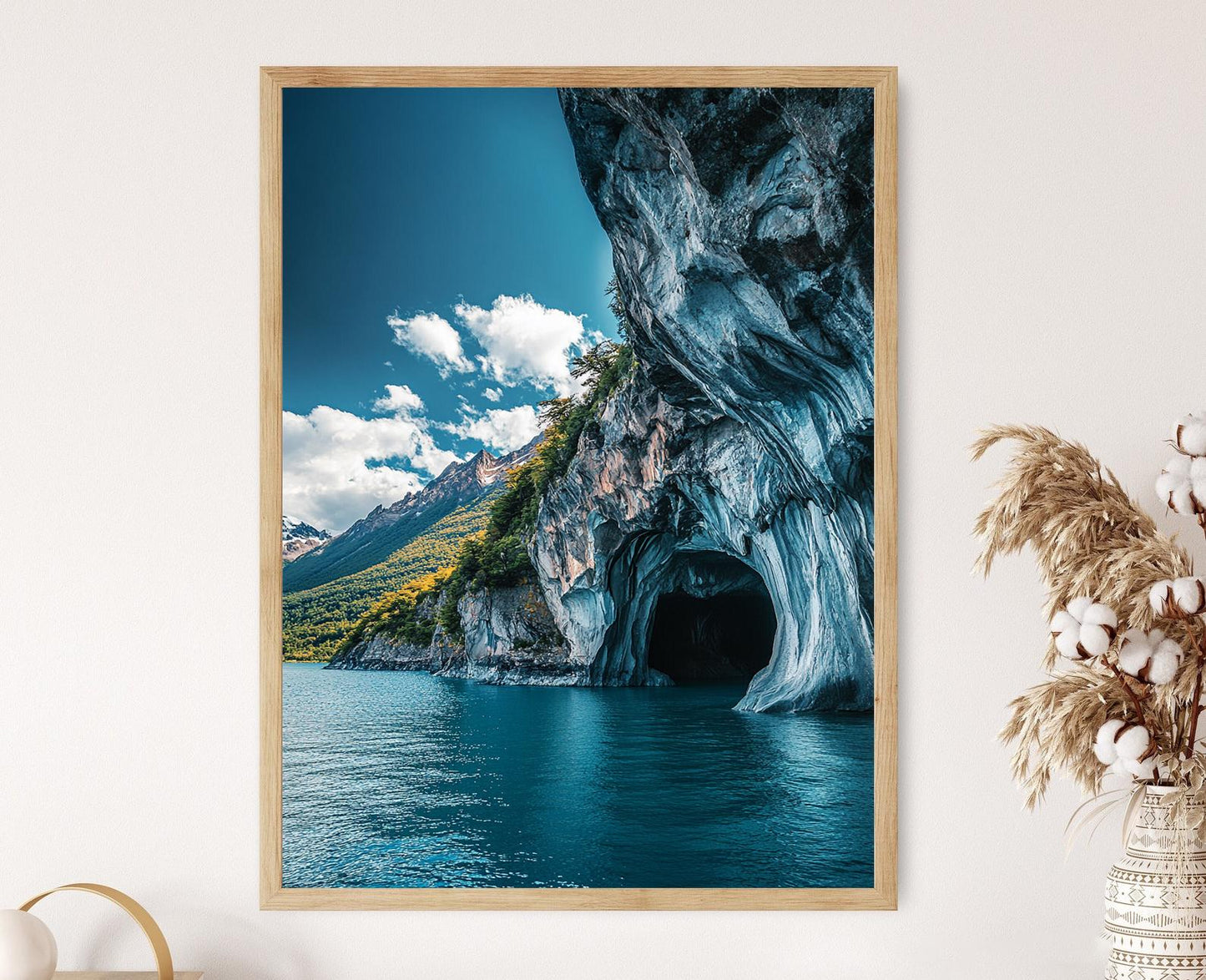 Affiche de Lac General Carrera – Poster des Grottes de Marbre, Eau Turquoise