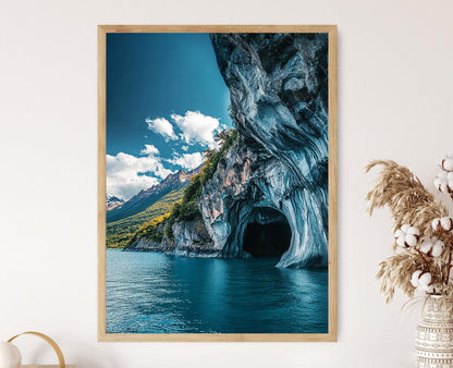 Affiche de Lac General Carrera – Poster des Grottes de Marbre, Eau Turquoise