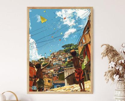Affiche Cerfs-volants de la Favela – Poster Art des Enfants Brésiliens
