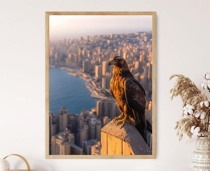 Affiche Beyrouth – Poster Photographie de la ville et aigle en vol