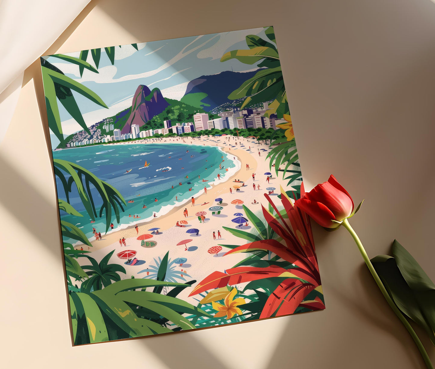 Affiche Ipanema Beach – Illustration Murale Brésilienne Éclatante