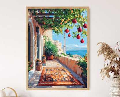 Affiche Saida – Illustration du Patio avec Vue sur la Grande Mosquée