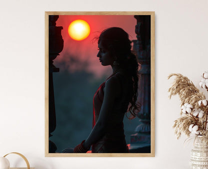 Affiche Femme Indienne en Saree – Art Print Élégance Traditionnelle