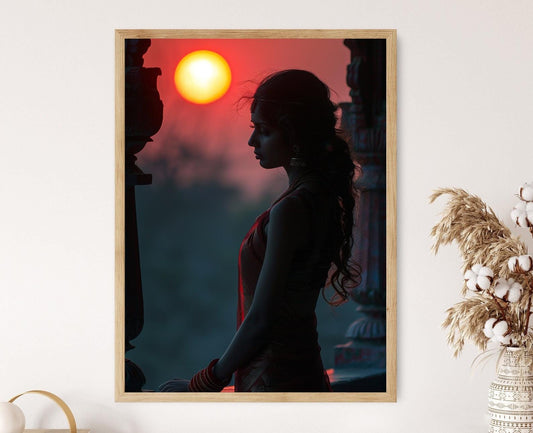 Affiche Femme Indienne en Saree – Art Print Élégance Traditionnelle