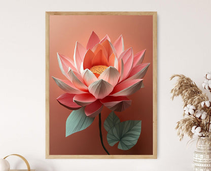 Affiche Fleur de Lotus en Origami – Art Japonais en Papier