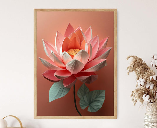Affiche Fleur de Lotus en Origami – Art Japonais en Papier