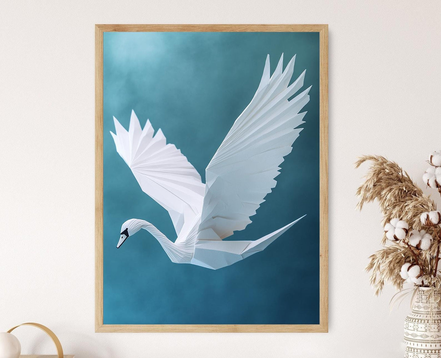 Affiche Grue Origami – Poster Art Minimaliste en Papier Japonais