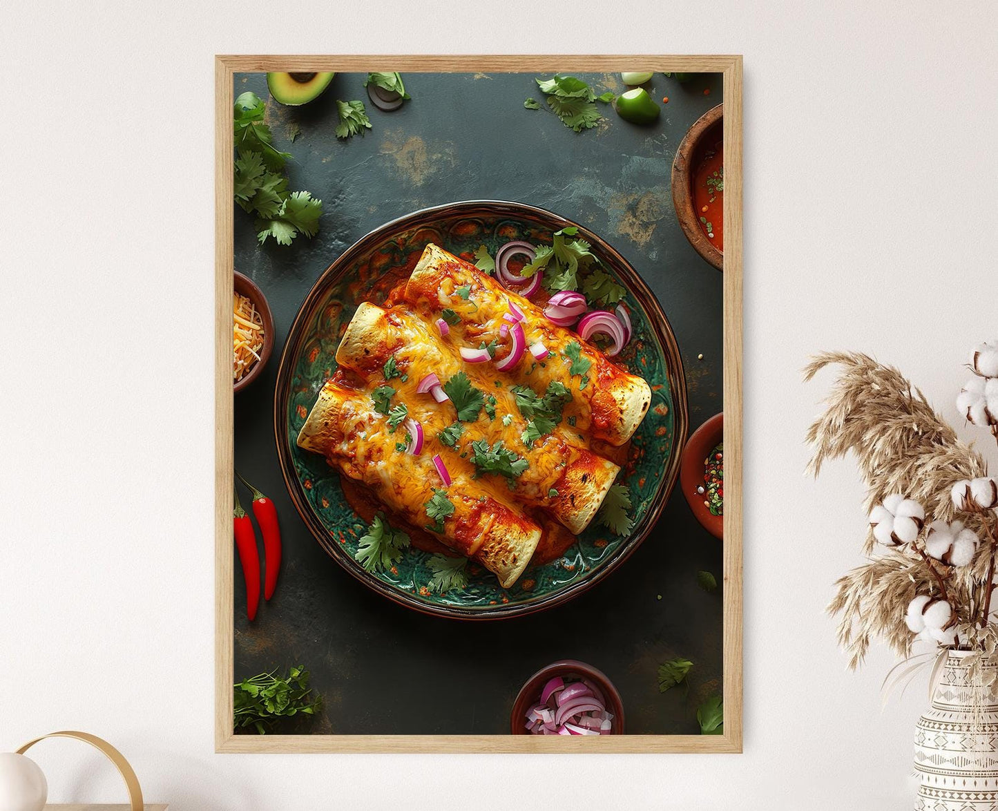 Affiche Enchiladas Mexicaines – Impression Art, Fromage & Sauce Rouge