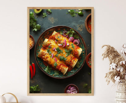 Affiche Enchiladas Mexicaines – Impression Art, Fromage & Sauce Rouge