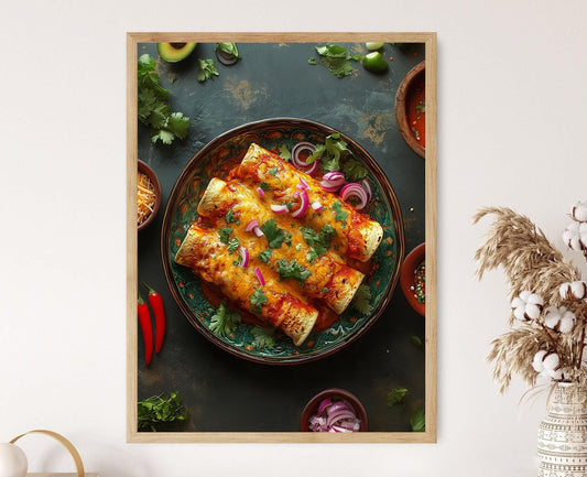 Affiche Enchiladas Mexicaines – Impression Art, Fromage & Sauce Rouge