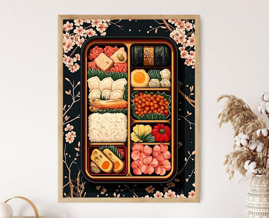 Affiche Bento Japonais – Poster Art de Cuisine Fleurs de Sakura