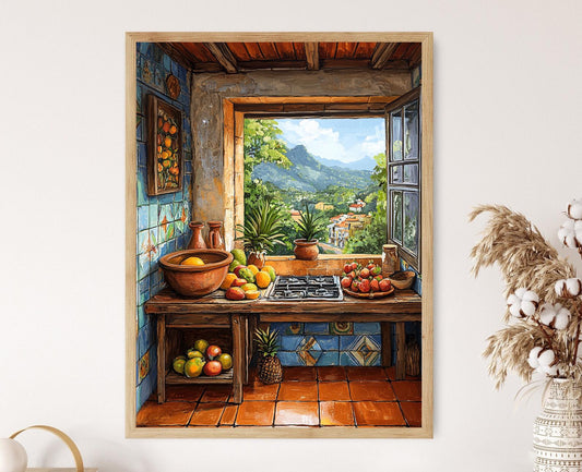 Affiche Cuisine Brésilienne – Poster de Carreaux Colorés et Fruits Tropicaux