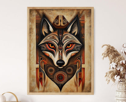 Affiche Loup Spirituel – Poster Folklore Amérindien Étonnant