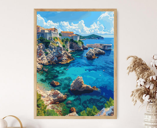 Affiche Dubrovnik – Poster Vue côtière de la Croatie