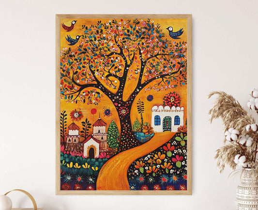 Affiche Art Naïf Indien – Décoration Murale Folklore Indien