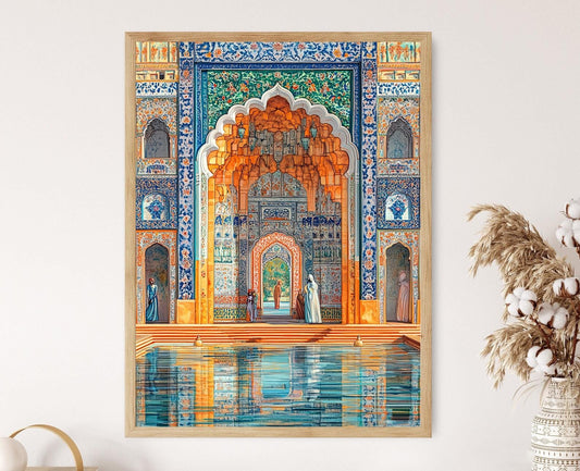 Affiche Art Miniature Mughal – Décor Vintage Indien Royal