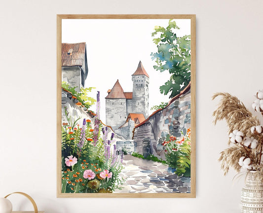 Affiche des Murs Médiévaux de Gotland – Illustration du Patrimoine Hanséatique