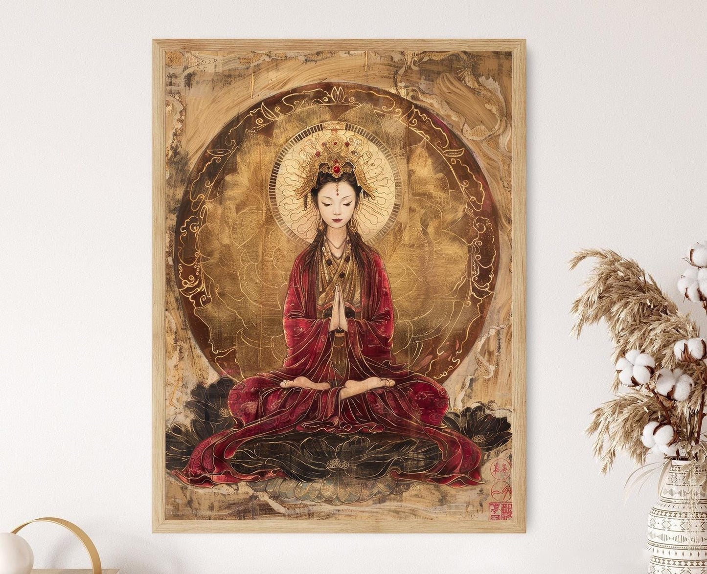 Affiche Guanyin – Illustration Zen Apaisante, Décoration Asiatique