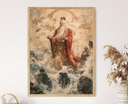 Affiche Erlang Shen – Poster Art de la Mythologie Chinoise, Protecteur Céleste