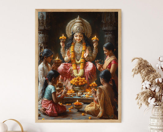 Affiche de la Déesse Lakshmi – Poster bénédiction de Gudi Padwa