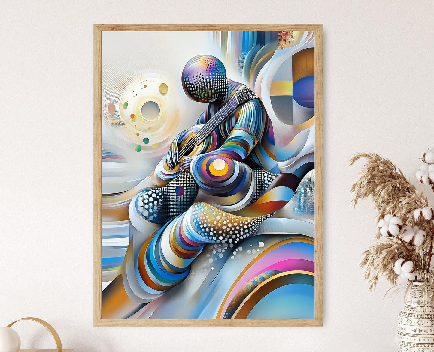 Affiche Cubiste de Guitariste – Illustration Abstraite d'un Musicien