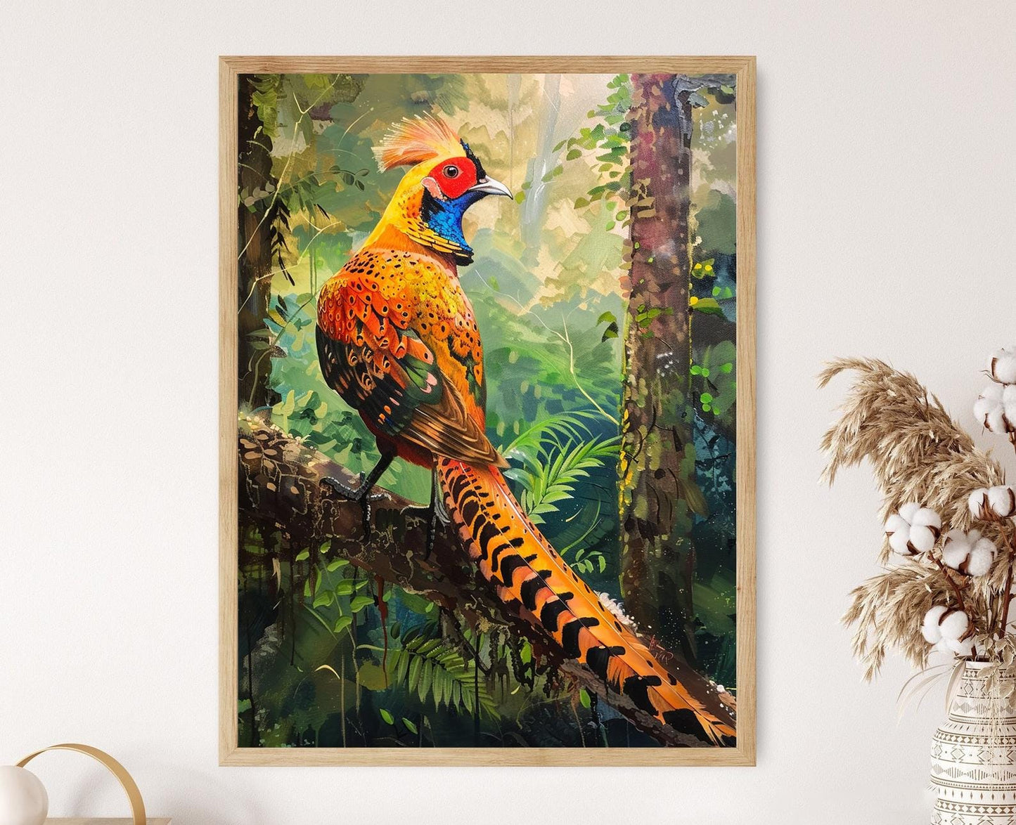 Affiche Autruche Dorée – Impression d’Art Oiseau Tropical