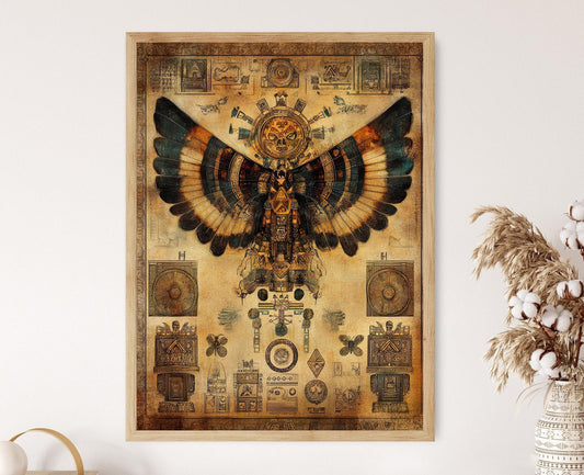 Affiche Déesse Aztèque Itzpapalotl – Poster Guerrière Papillon Obsidienne
