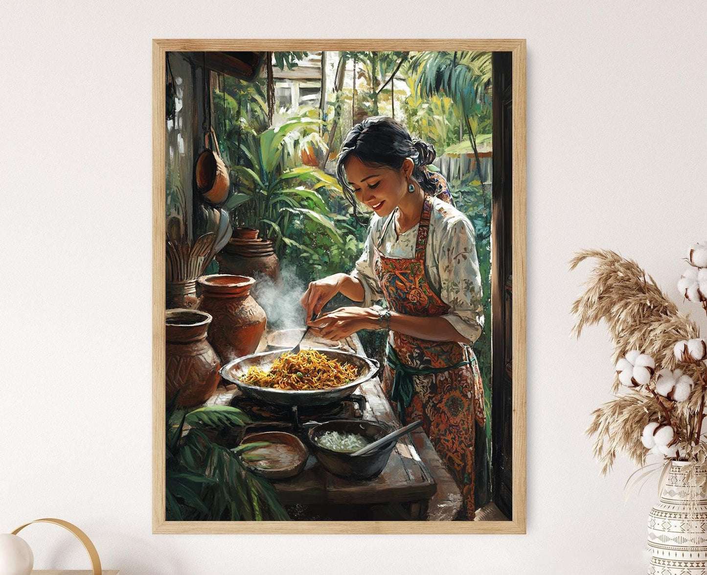 Affiche Nasi Goreng – Illustration de la cuisine indonésienne rustic