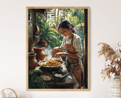 Affiche Nasi Goreng – Illustration de la cuisine indonésienne rustic