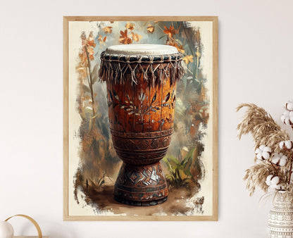 Affiche Tambour Toraja – Illustration Art Print Artisanale Cérémonielle