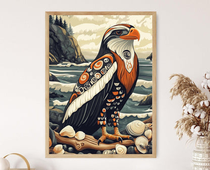 Affiche Aigle Haida – Poster Art Éléments Indigènes Côtiers