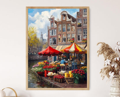 Affiche Amsterdam – Poster Tulipes et Fromages Artisanaux des Pays-Bas