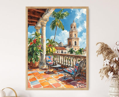Affiche Terrasse Havane – Poster Art Tropicale Décor