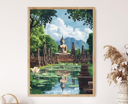 Affiche Bouddha de Sukhothai – Impression Art sur Sérénité Ancienne