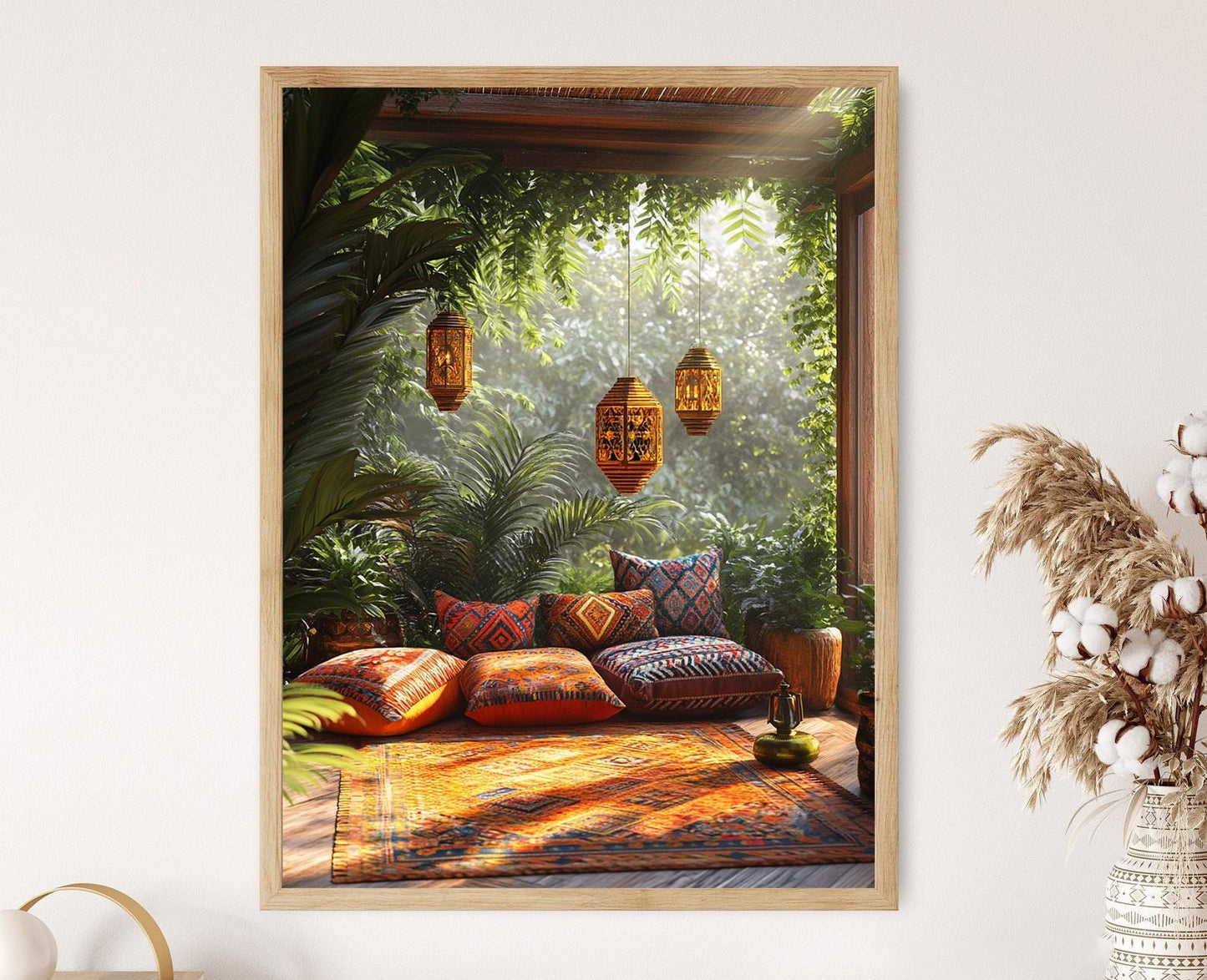 Affiche Patio Rooftop à Medan – Poster Décoratif Coussin Songket