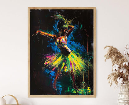 Affiche Danseuse de Samba – Poster Décoratif Carnaval Brésilien Vibrant
