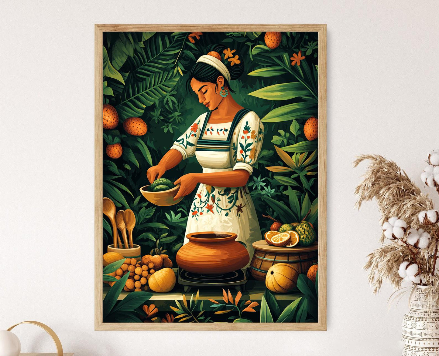 Affiche Femme Panaméenne Cuisinant Hojaldres – Art de Cuisine Culturelle