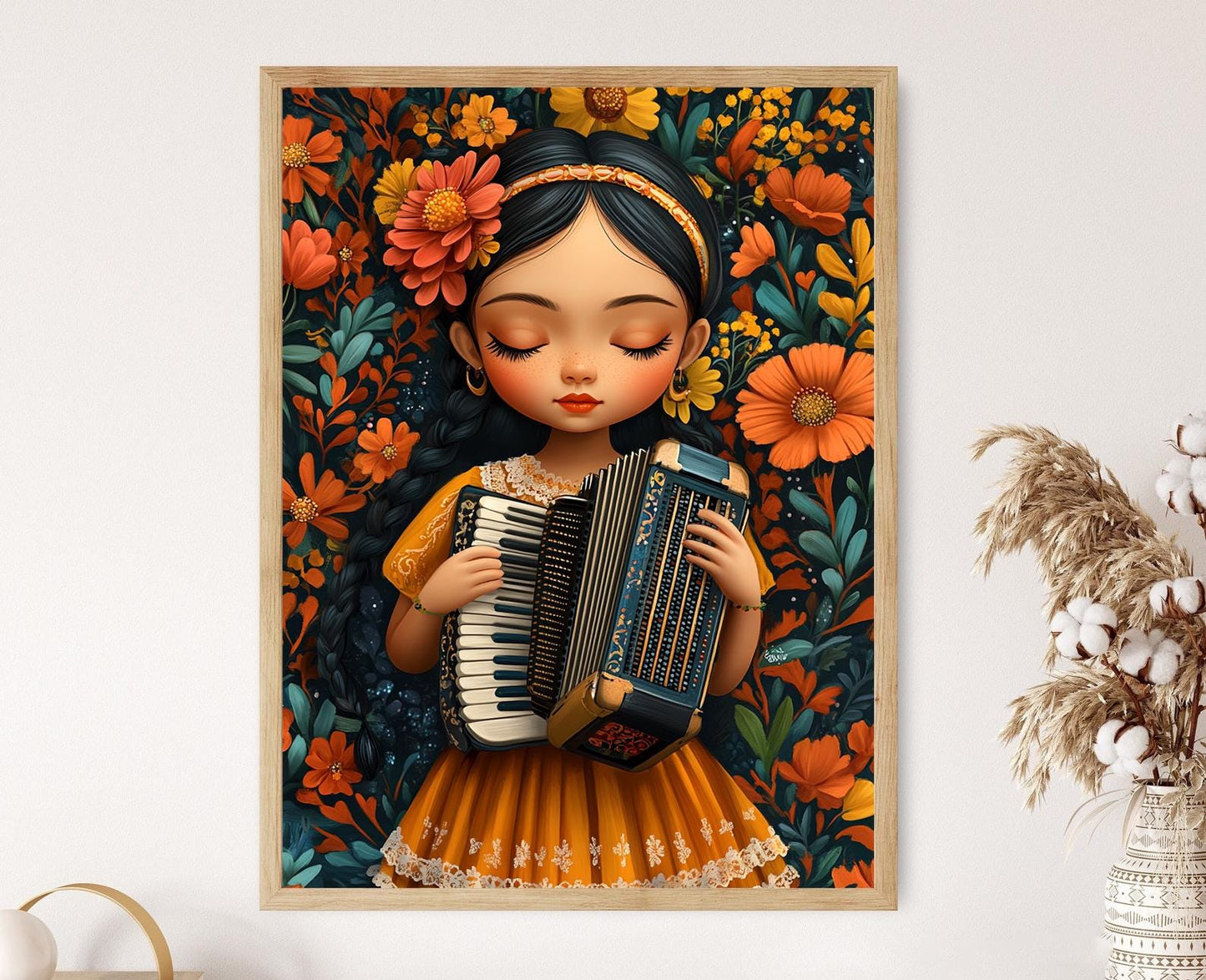 Affiche Muñeca Panaméenne – Poster Art de l'Accordéon et Pollera