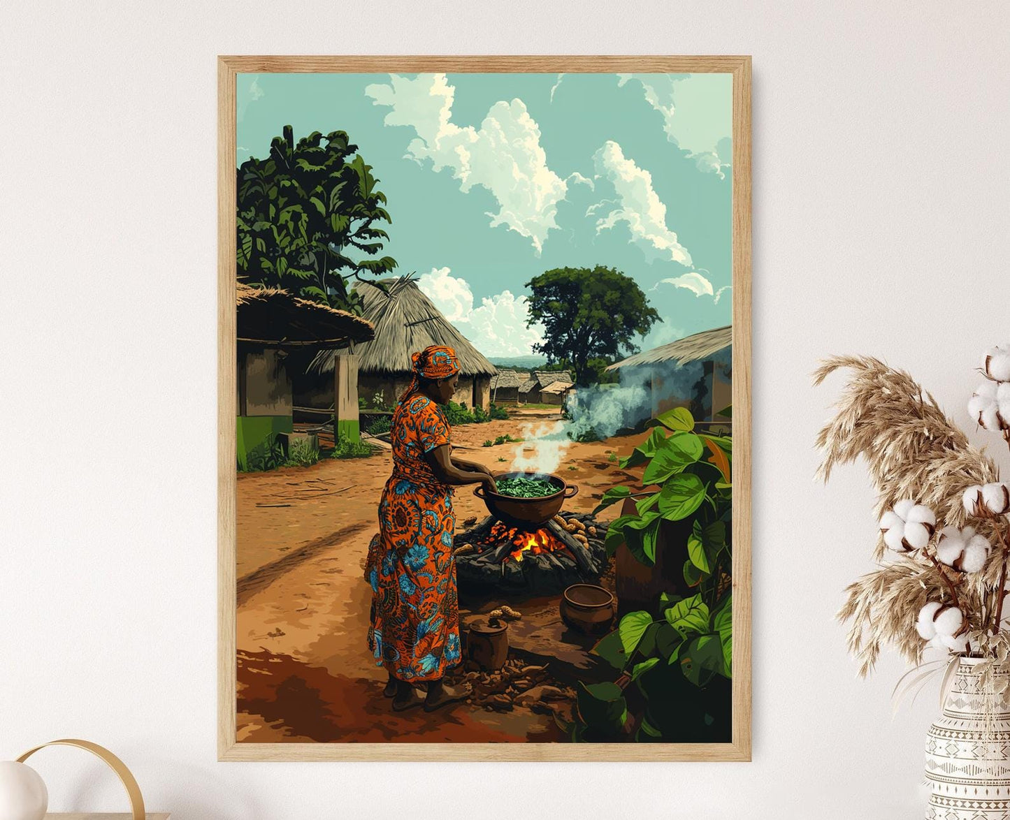 Affiche Matapa Traditionnelle – Illustration de Cuisine Mozambique et Capulana