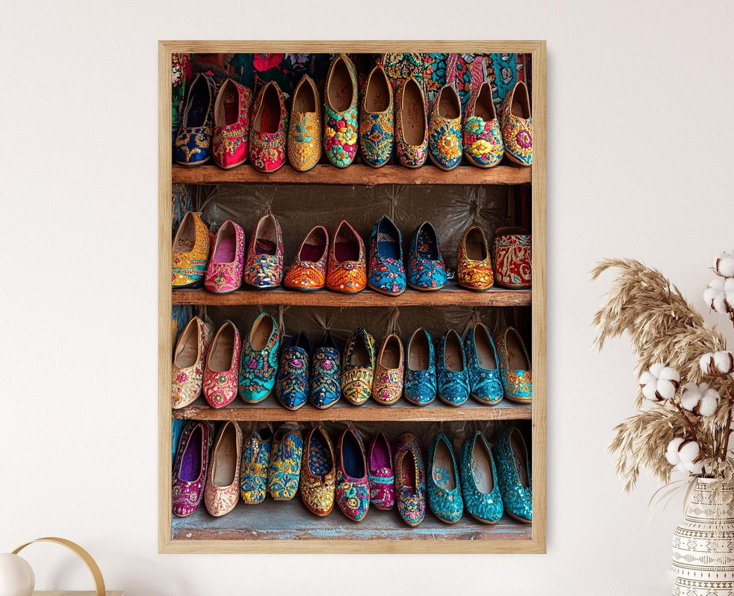 Affiche Punjabi Jutti – Poster Art Print de Chaussures Artisanales, Broderie Intricate