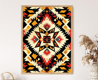 Affiche Motif Navajo Authentique – Poster Art Tribal Unique à Offrir