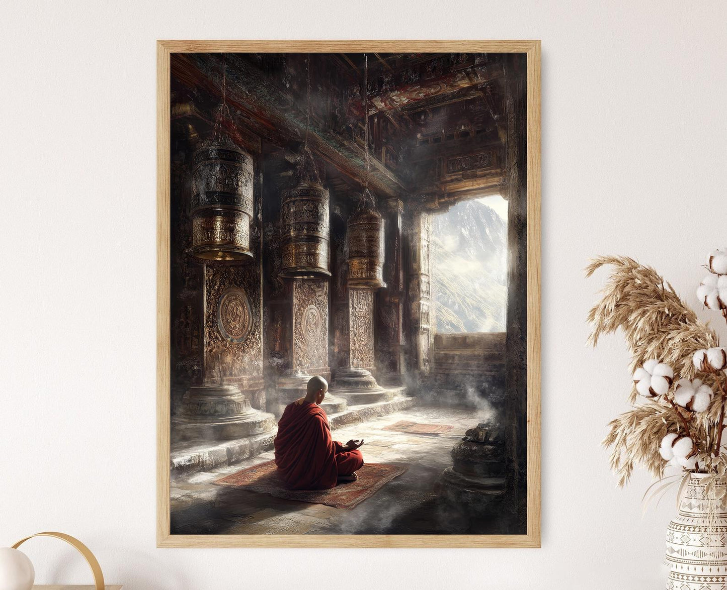 Affiche Méditation Bouddhiste – Poster Art de Monastère Népalais