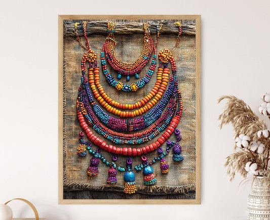 Affiche Art en Perles Zulu – Poster Bijoux Traditionnels et Artisanat