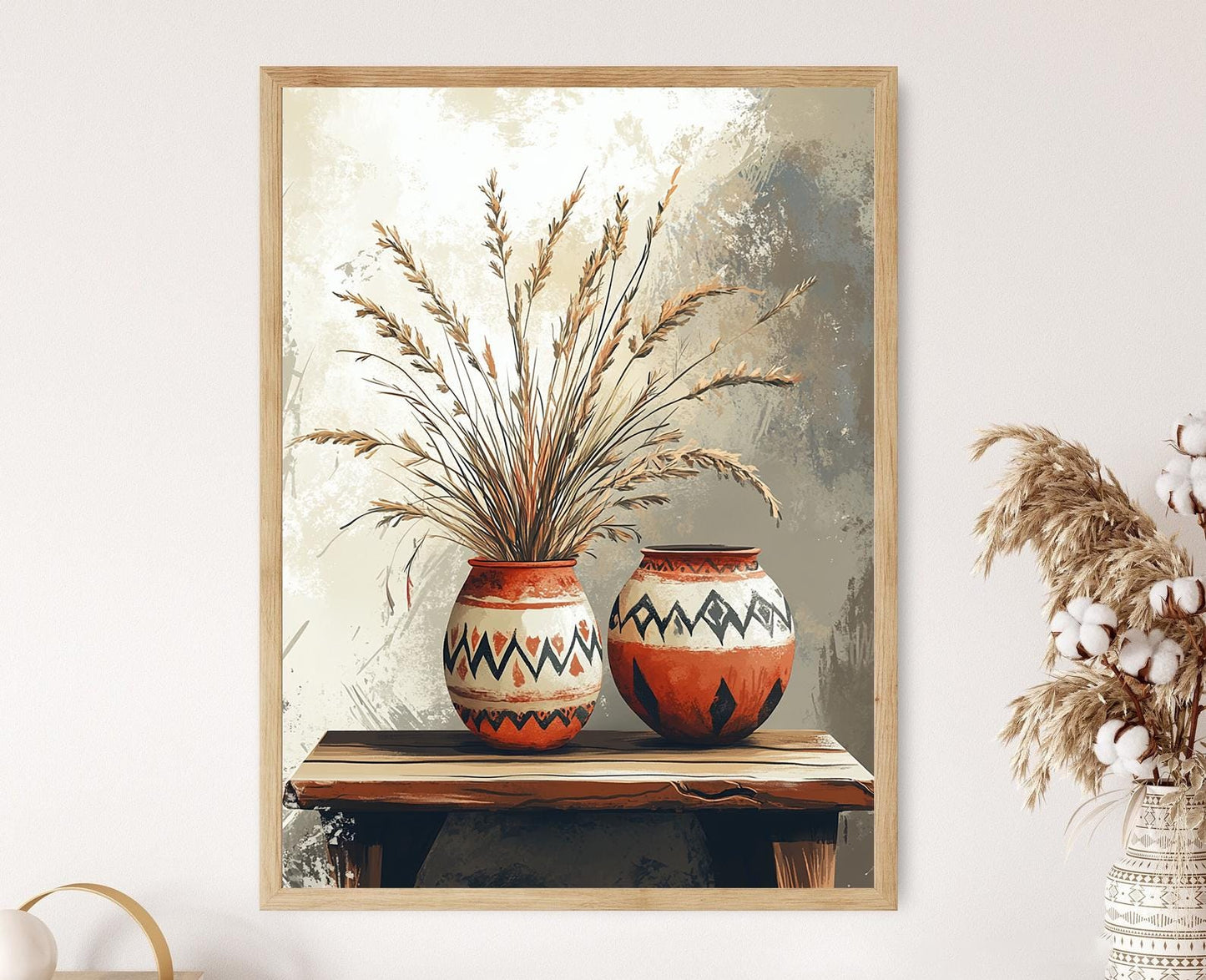 Affiche Art de Poterie du Botswana – Poster de Motifs Africains Terrestres