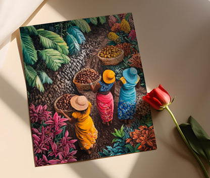 Affiche Récolte de Café en Indonésie – Impression Art Javanaise