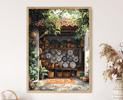 Affiche de Décor Sundanais – Illustration de Plat en Céramique