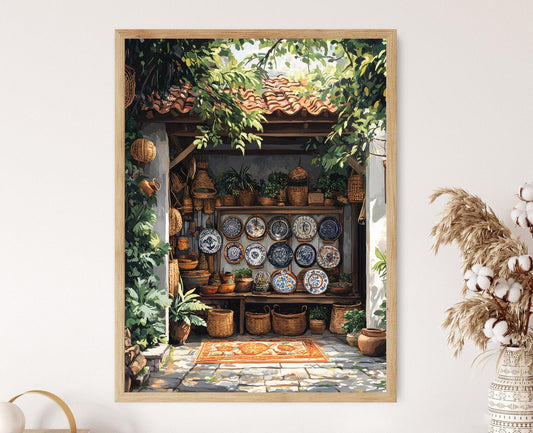 Affiche de Décor Sundanais – Illustration de Plat en Céramique