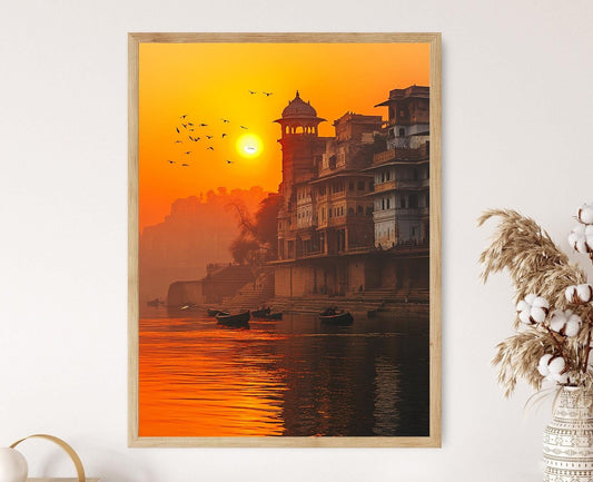 Affiche Coucher de Soleil sur le Gange – Poster Art d'Uttarakhand